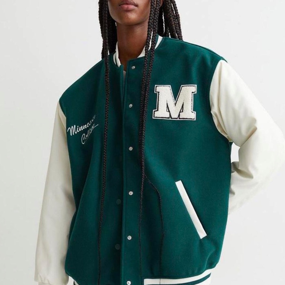 H&M Minnesota College Green Varsity Jacket